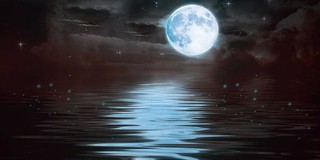 大气月亮夜空圆月海上明月倒影展板